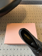 Miu 26s Lace-up Leather Shoes Black Sheepskin 726835