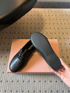 Miu 26s Lace-up Leather Shoes Black Sheepskin 726835