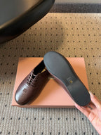 Miu 26s Lace-up Leather Shoes Coffee Sheepskin 726836