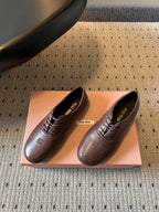 Miu 26s Lace-up Leather Shoes Coffee Sheepskin 726836