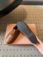 Miu 26s Lace-up Leather Shoes Camel Sheepskin 726837