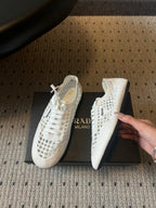 Prada 26s Collapse Sneakers White Crochet Laced 726977