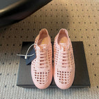 Prada 26s Collapse Sneakers Light Pink Crochet Laced 726979