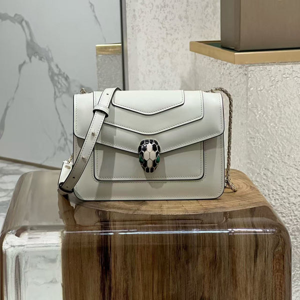 BVL Serpenti Forever Shoulder Bag 19cm White Calfskin GHW 188633