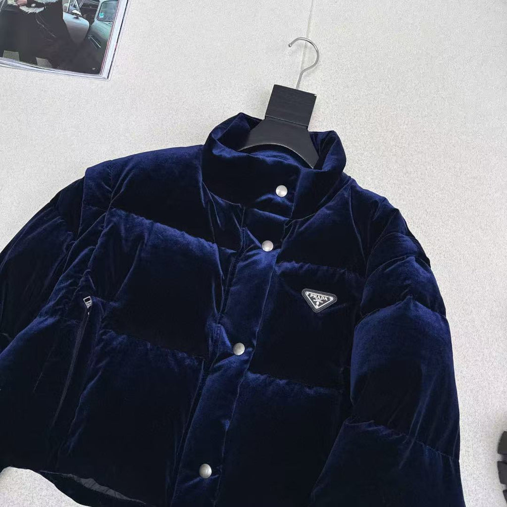 Prada Jacket Navy Blue Velvet Down