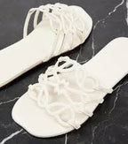 Loew Petal Anagram Leather Slides White