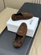Celine Adam Loafers Dark Brown Suede