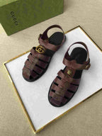 GG Men's Sandals Rubby Red Cowhide 743282
