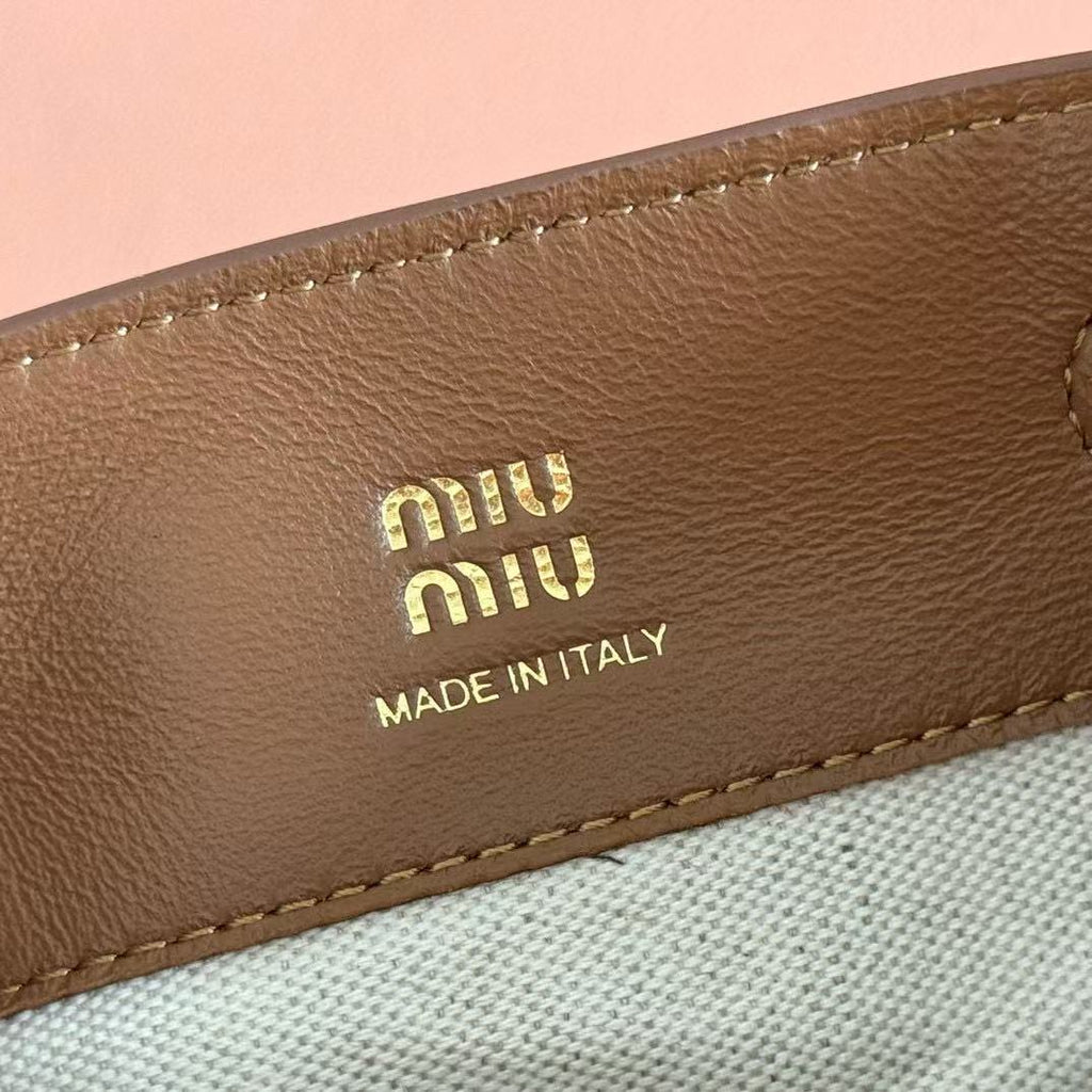Miu Bucket Bag 14cm Brown Suede