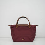 Longchamp Small Le Pliage Tote Bag Brown Burgundy Polyamide Leather