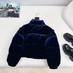 Prada Jacket Navy Blue Velvet Down