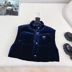 Prada Jacket Navy Blue Velvet Down