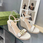 gg marmont sandal 140mm espadrilles white leather