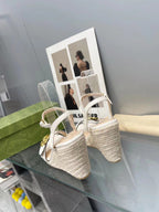 gg marmont sandal 140mm espadrilles white leather