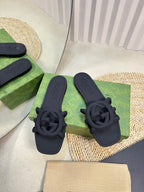 GG Interlocking G slide sandal black rubber