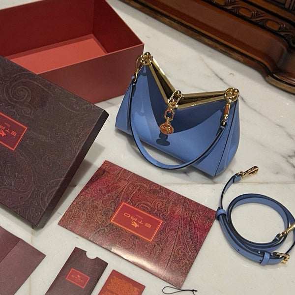 Etro Medium Vela Bag 28cm Blue Calfskin