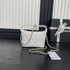 CC 25C Hobo Bag 21.5cm Top Handle White Grained Calfskin
