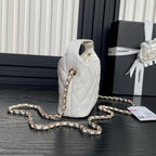 CC 25C Hobo Bag 21.5cm Top Handle White Grained Calfskin