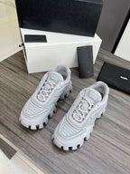 Prada Cloudbust Thunder Sneakers White mix Pearl Gray Knit Fabric
