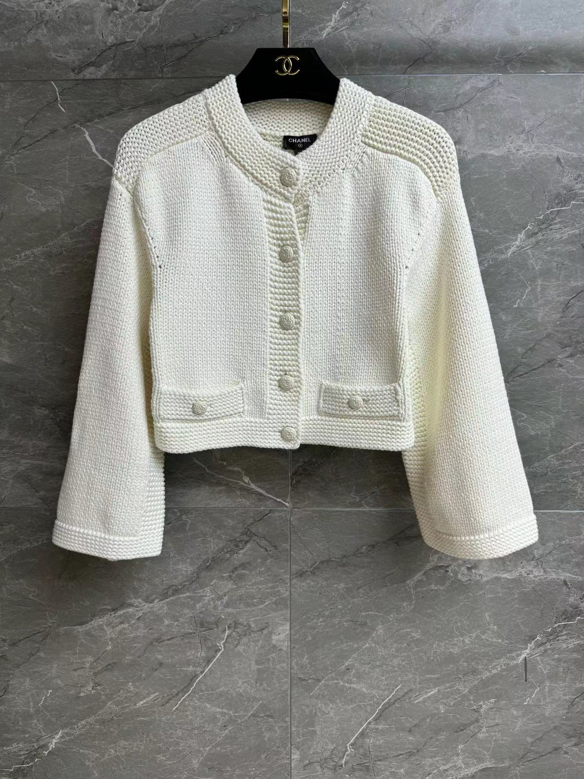 CC 25 White Cardigan Jacket Cotton