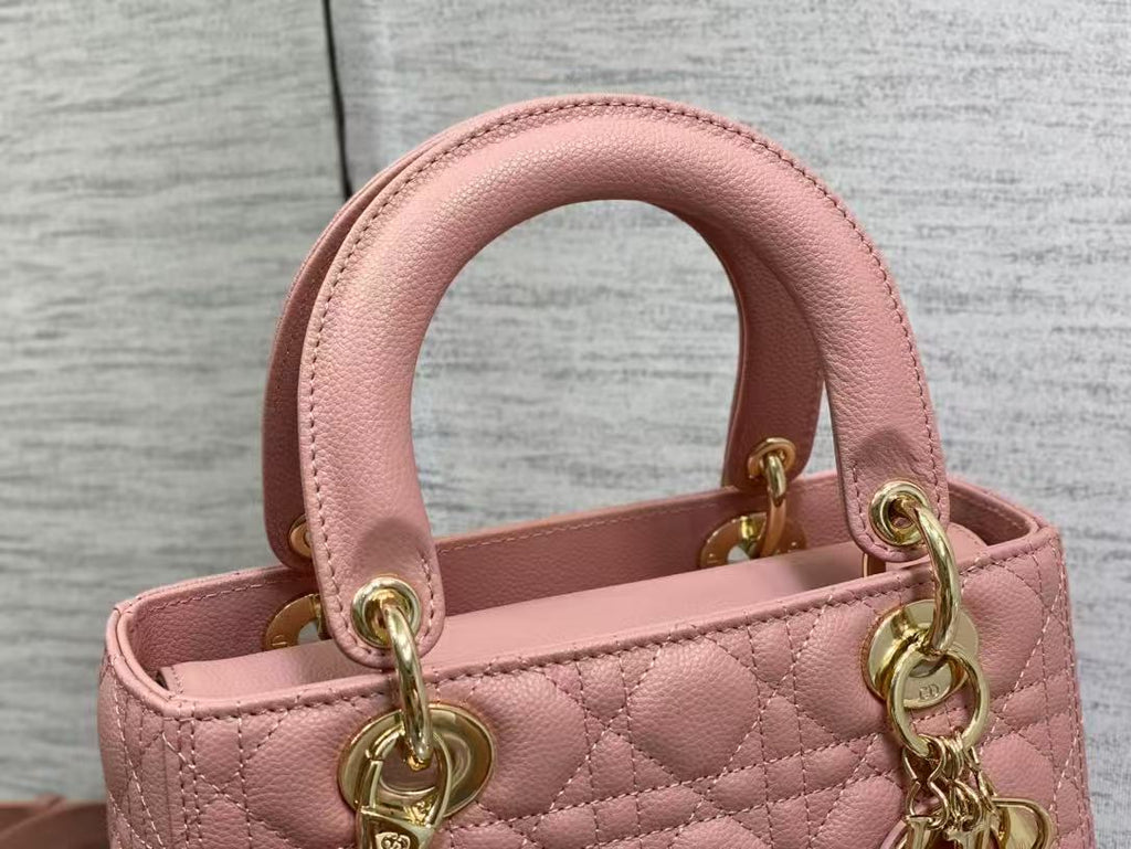 CD MEDIUM LADY 24 BLUSH CANNAGE LAMBSKIN
