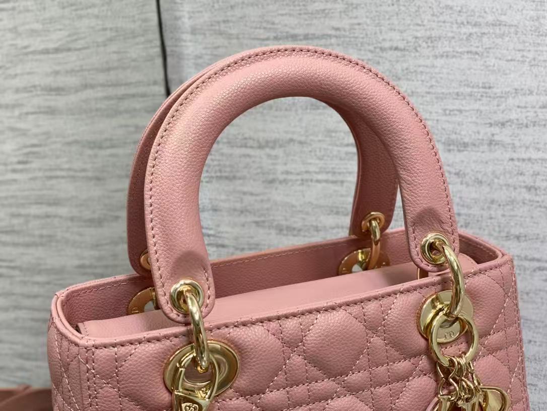 CD MEDIUM LADY 24 BLUSH CANNAGE LAMBSKIN