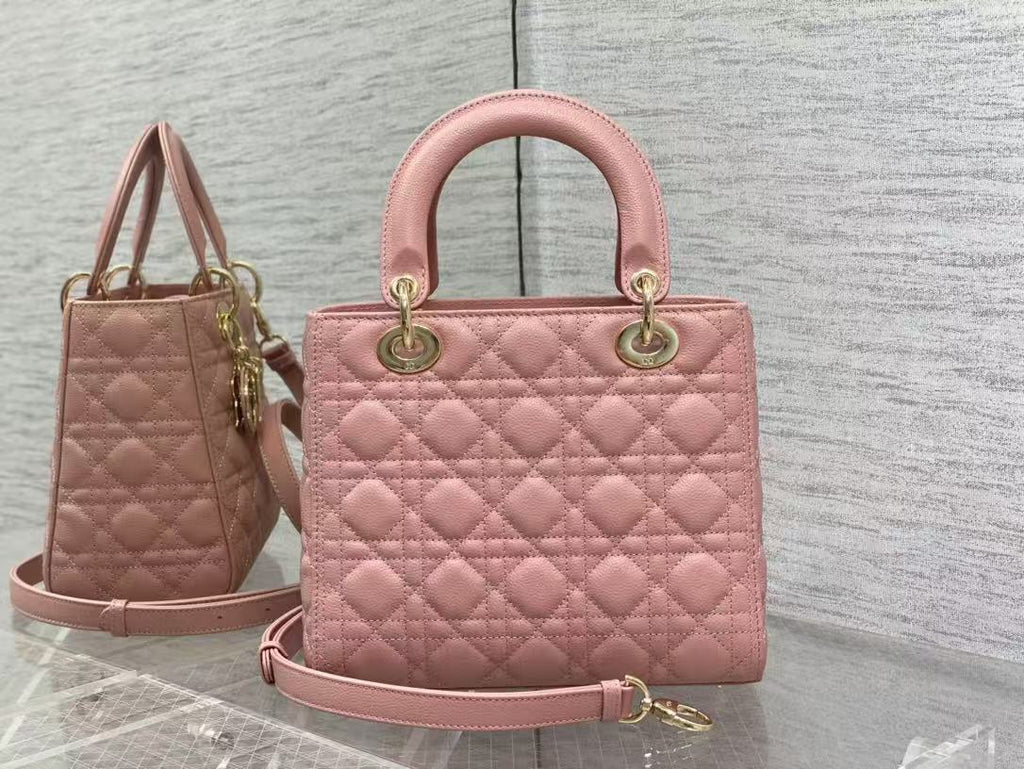 CD MEDIUM LADY 24 BLUSH CANNAGE LAMBSKIN