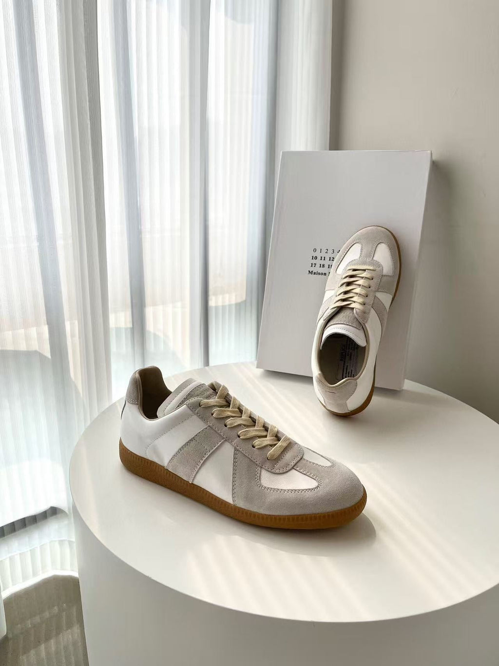 Maison Margiela Sneakers Beige Calfskin Suede Patchwork