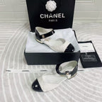 CC Ballerina Flats Black White Tweed & Calfskin