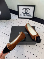 CC 25 Ballet Flat Black and Brown Suede