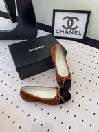 CC 25 Ballet Flat Black and Brown Suede