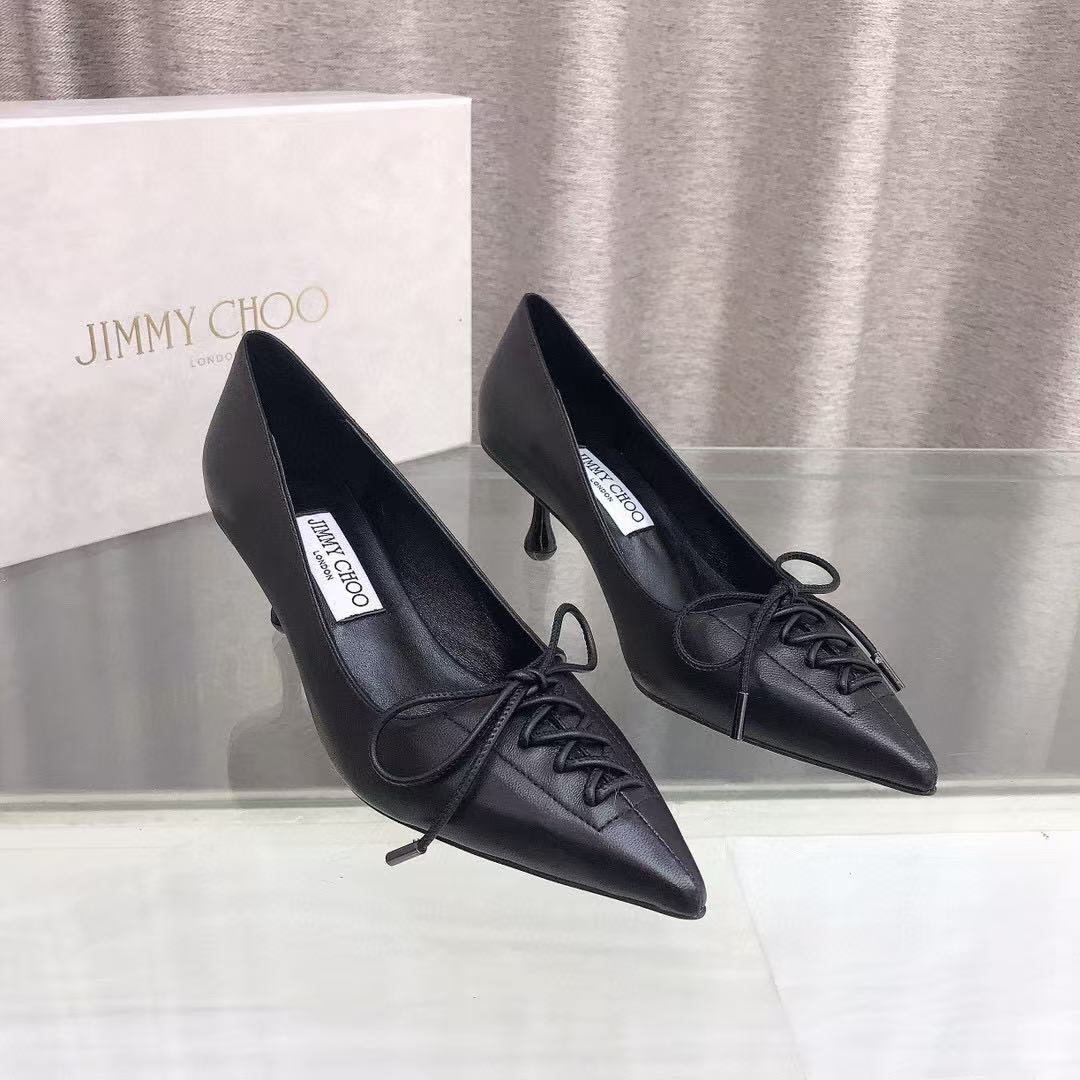 Jimmy Scarlett 50mm In Black Lambskin Pumps