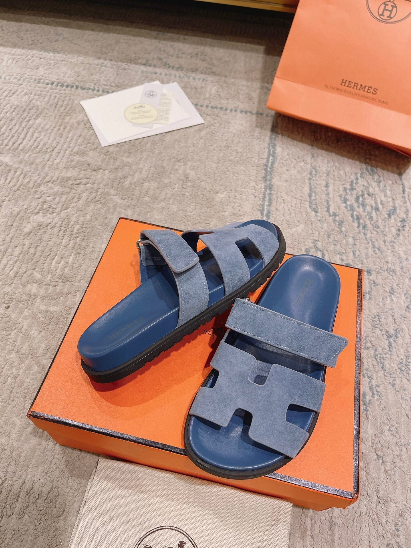 HM Chypre Sandal Blue and Black Lambskin 963505