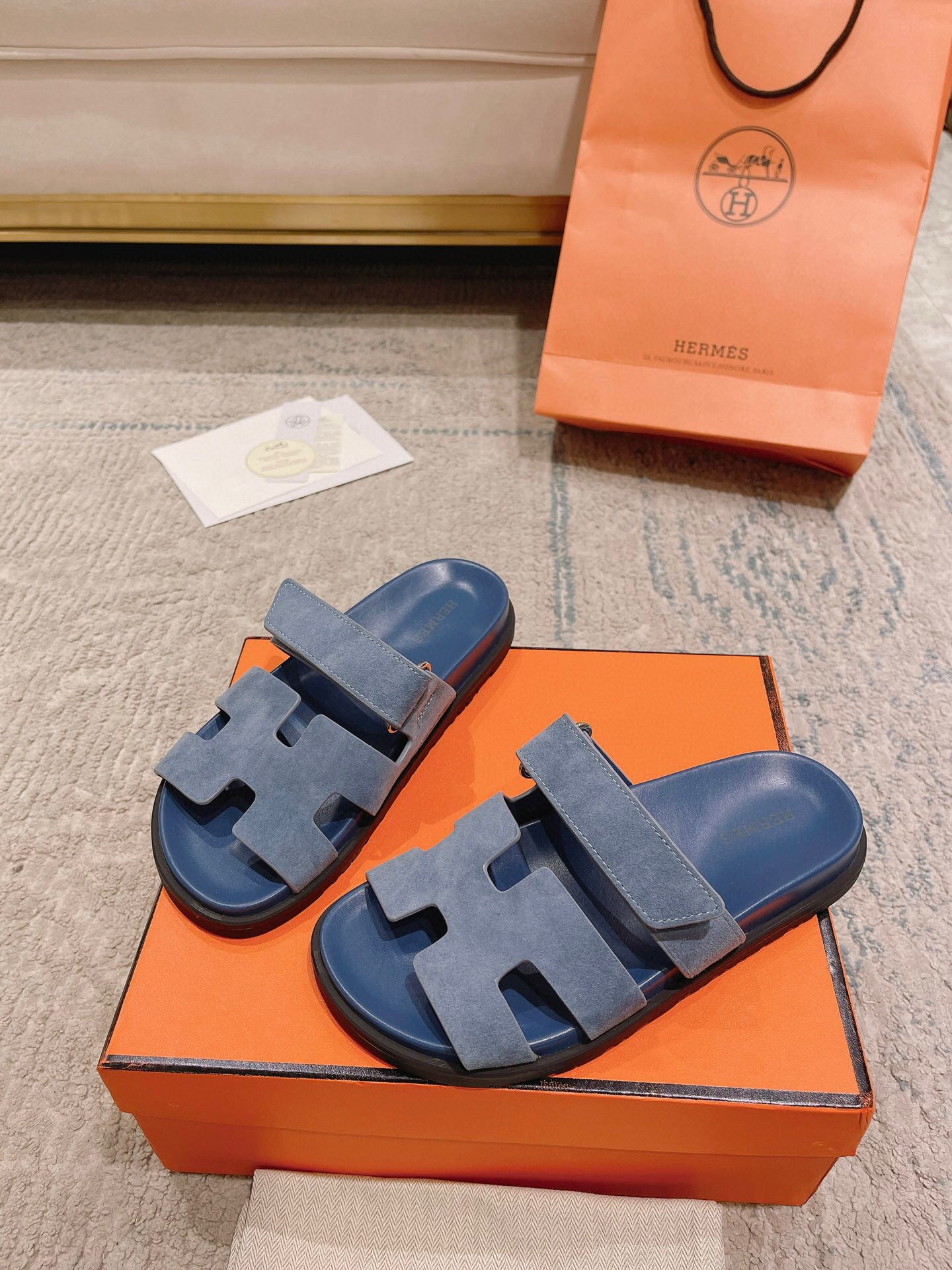 HM Chypre Sandal Blue and Black Lambskin 963505