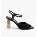 CC SUEDE KIDSKIN SANDAL   PEARLS BLACK
