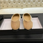 cc 2025 ballet flat beige white raffia