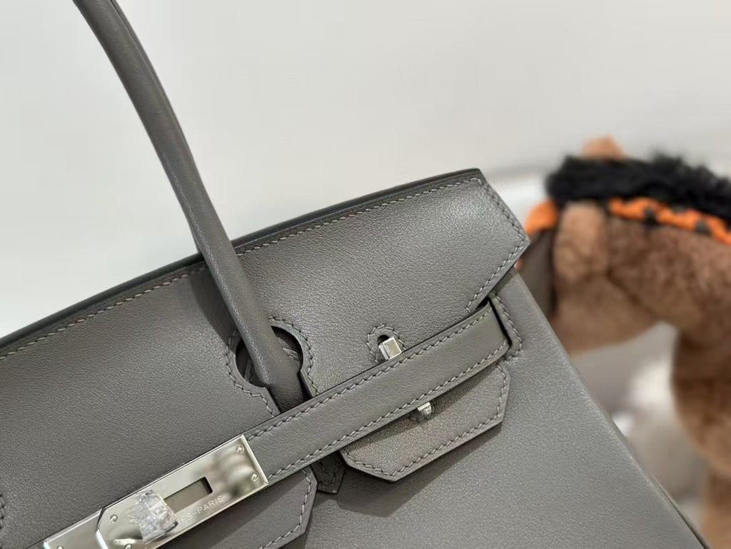 HM SHOULDER BIRKIN 29CM IRON GRAY CALFSKIN SILVER HARDWARE
