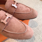 Paris Loafer In Rose Amarante Suede Goatskin With Signature Paris Buckle