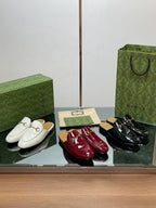 Horsebit Mule White Patent Calfskin
