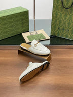 Horsebit Mule White Patent Calfskin