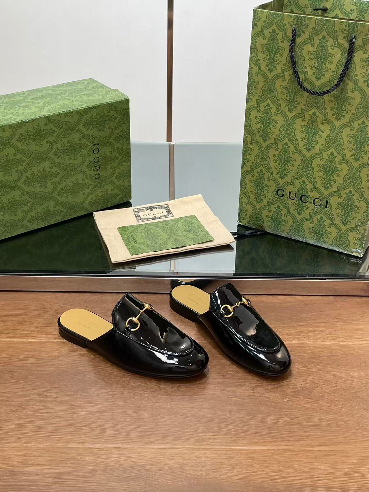 Horsebit Mule Black Patent Calfskin