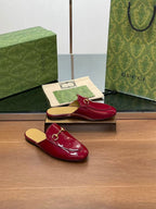 Horsebit Mule Red Patent Calfskin