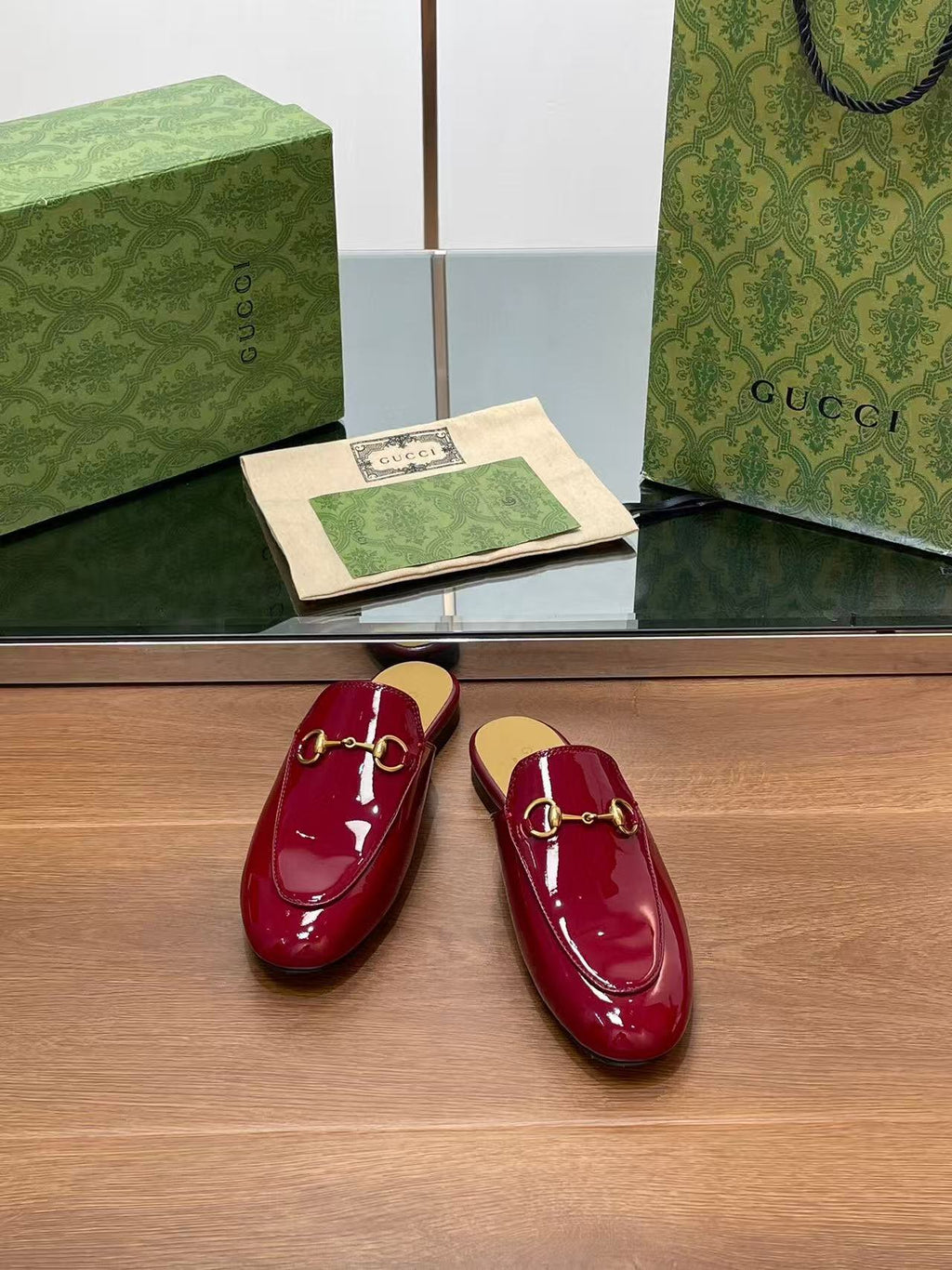 Horsebit Mule Red Patent Calfskin