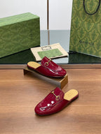Horsebit Mule Red Patent Calfskin