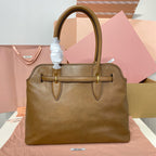 Miu Tote Bag 40 Brown Aventure Nappa Leather