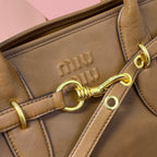 Miu Tote Bag 40 Brown Aventure Nappa Leather