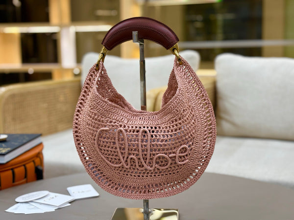 Chloe Summer Banana Hobo Bag Summery Beige In Raffia