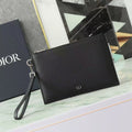 CD A5 Pouch Black Grained Calfskin with CD Icon