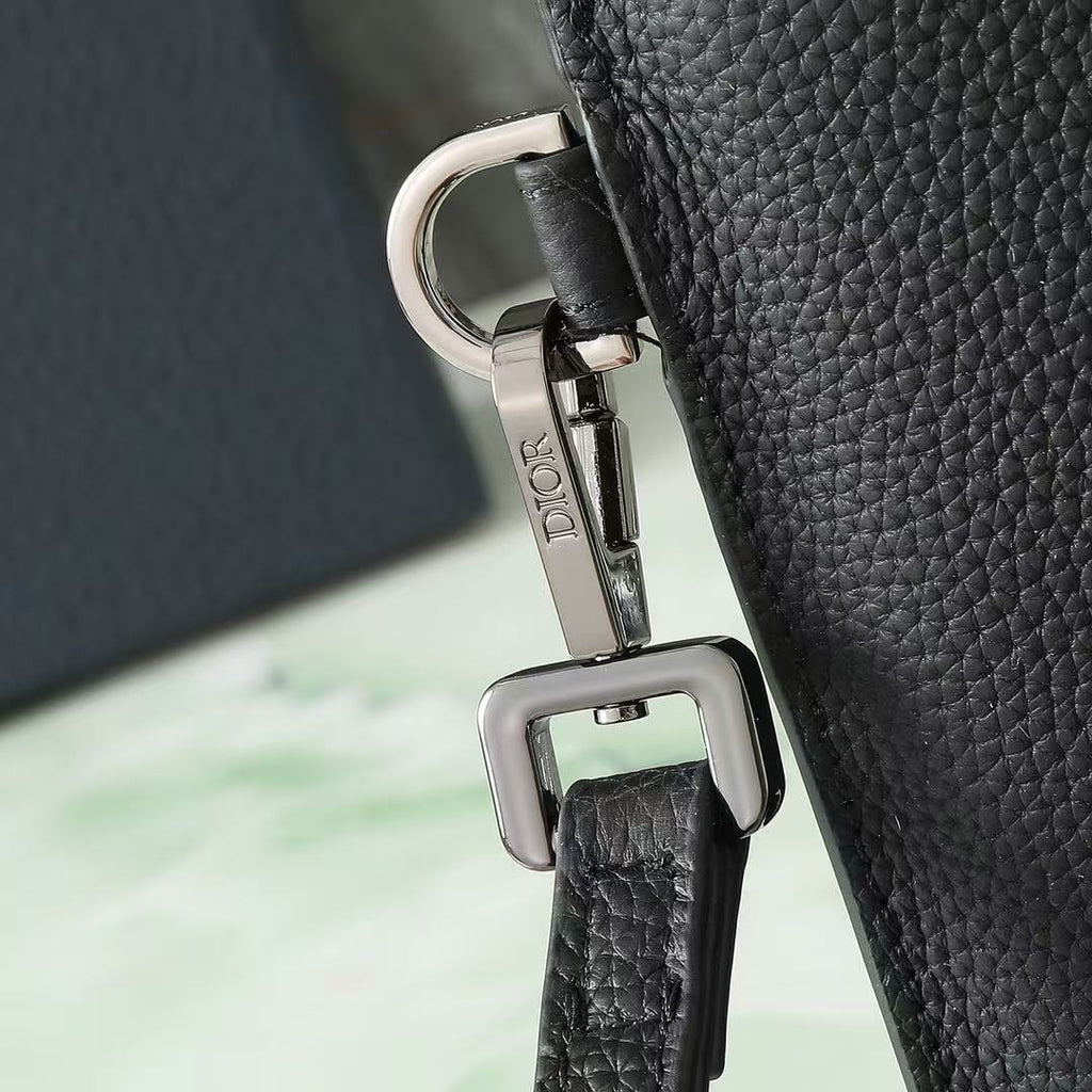CD A5 Pouch Black Grained Calfskin with CD Icon