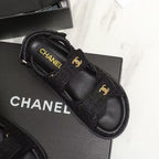CC DAD SANDAL BLACK LAMBSKIN FRABIC